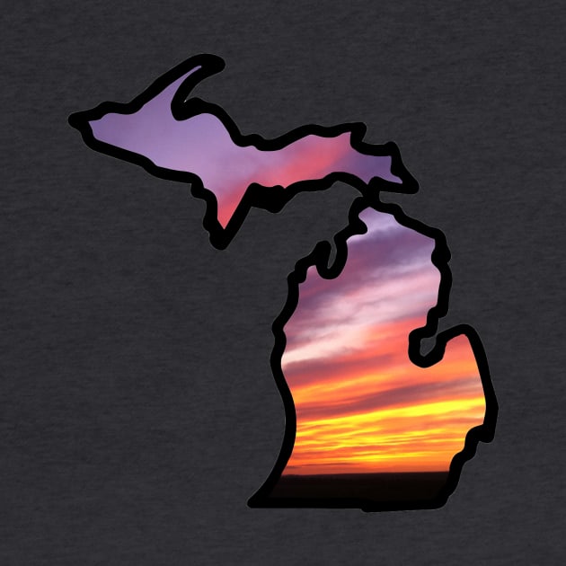 Michigan Mitten with Sunset Background by oggi0